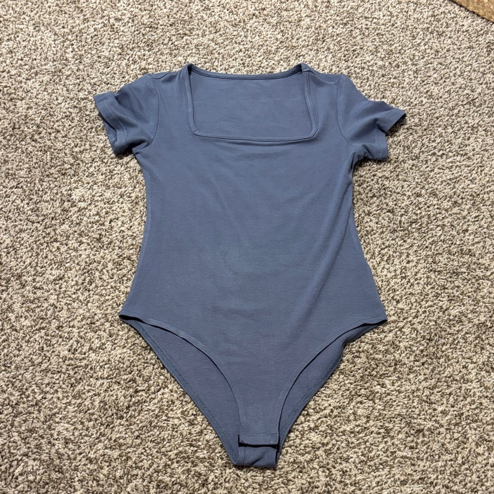 PacSun Slate Blue Short Sleeve Square Neck Kids Bodysuit